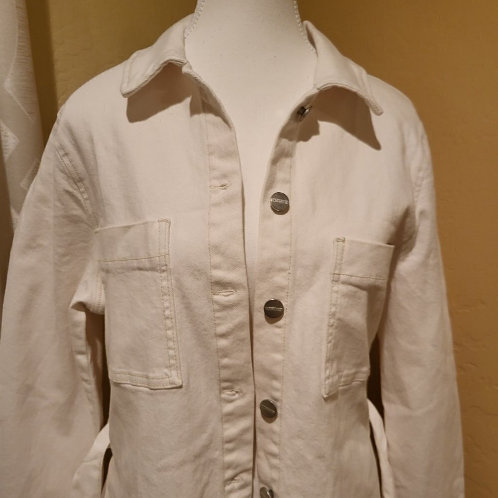 Sanctuary Jessa Tied Denim Jacket off white Size Medium New With Tags - Picture 6 of 11